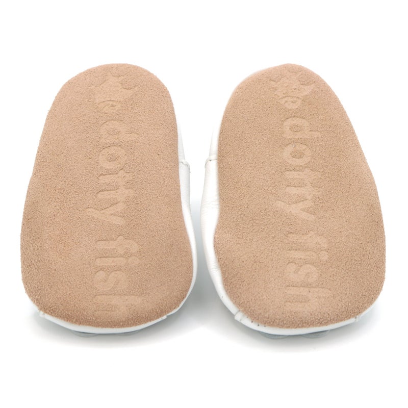 Dotty Fish Soft Leather Infant Toddler Sandals. White Flowers. 0-6 Months - Image 5